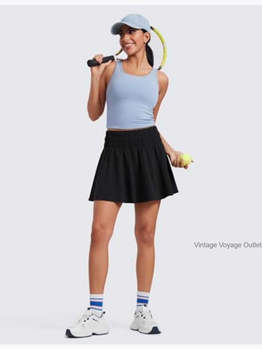 High Waisted Tennis Skirt with Pockets - Lined Athletic Skort for Golf - Picture 4 of 5